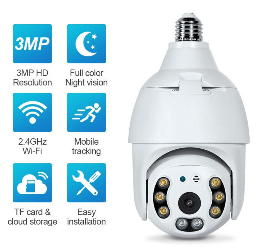 3mp Tuya Smart Wide Wifi Indoor Lamp Head Surveillance Camera
