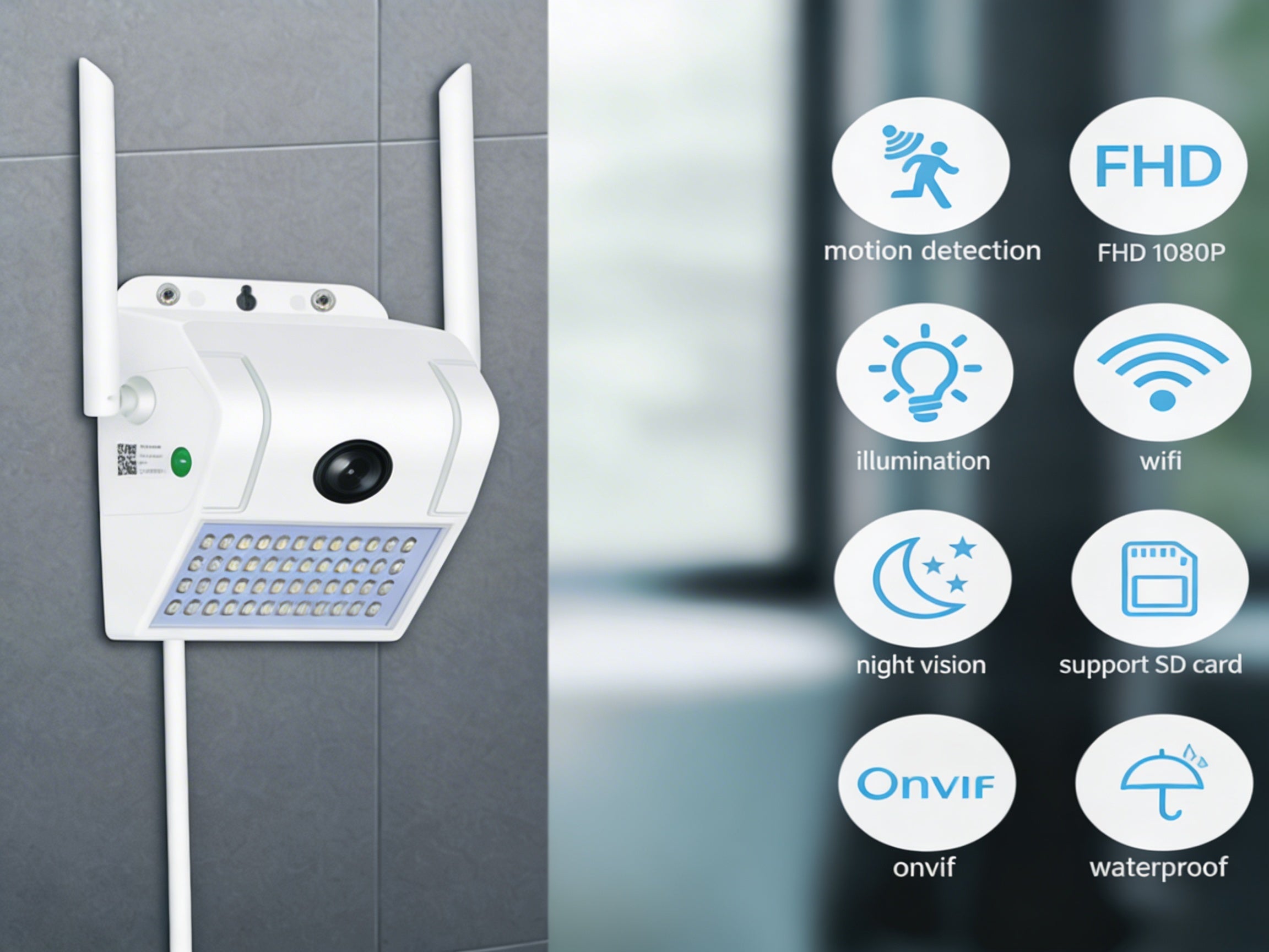 1080P WiFi IP Camera Wall Lamp